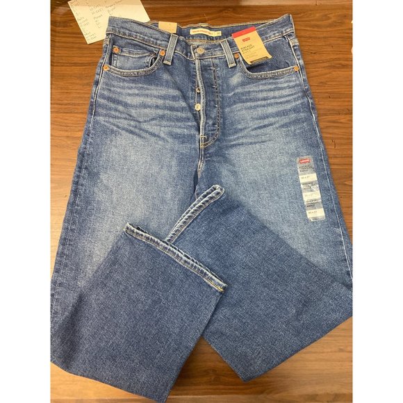 Levi's Women's Ribcage Straight Ankle Jeans Blue 30 - Picture 7 of 9